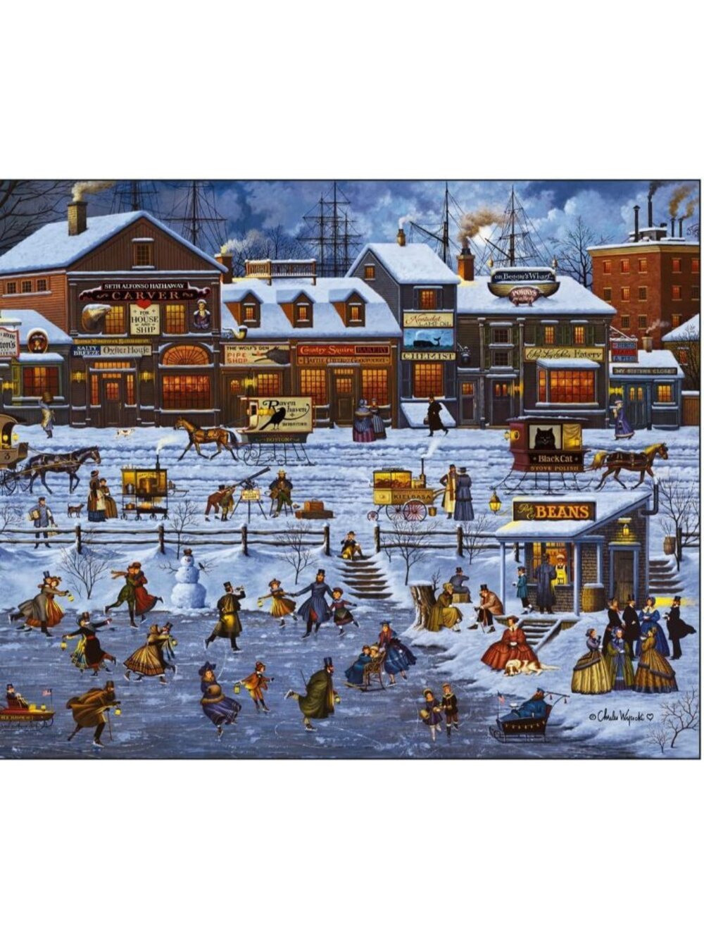 Charles Wysocki - Bostonians and Beans- 1000 Piece Christmas Jigsaw Puzzle - Fes - Picture 5 of 6